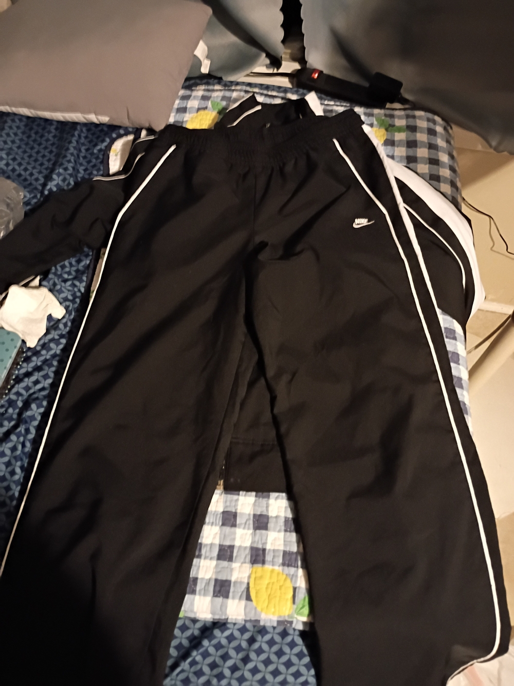Nike Women's Black Track Pants with White Piping